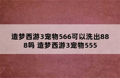 造梦西游3宠物566可以洗出888吗 造梦西游3宠物555